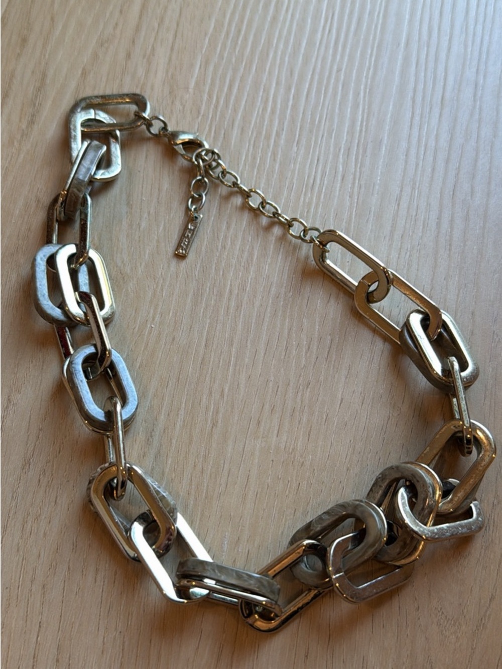 White House Black Market Polished Silver-Tone Chunky Link Necklace